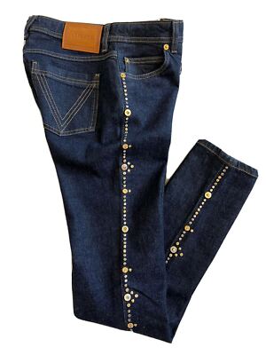 Versace Studded Women's Denim Dark Blue Jeans Size 27 US Italy