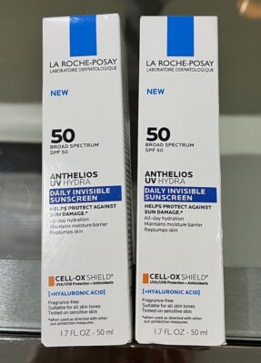 LOT OF 2 La Roche-Posay Anthelios Hydra Daily Invisible Sunscreen SPF 50 1.7oz