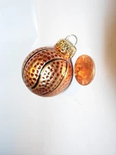 CHRISTMAS TREE Ornament HOLIDAY DECOR GLASS BASKETBALL SPORTS ATHLETICS 1 3/4"