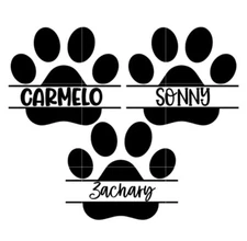 Paw Print Dog Cat Custom Name Decal Sticker Text Lettering Vinyl Split Monogram