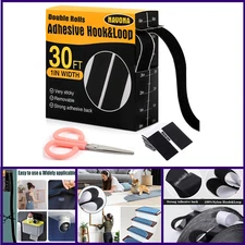 Navona 30Ft x 1 Inch Hook and Loop Strips with Adhesive Tape for Home Office