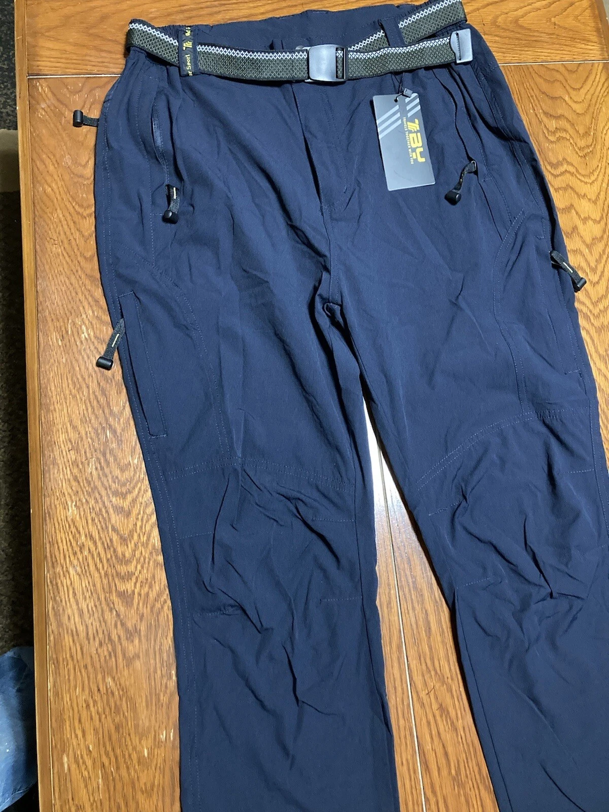 NWT TBY Outdoor Sports Pants Mens Size Medium, Navy blue, Partial Elastic Waist