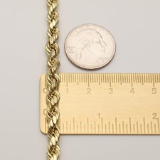 10K Yellow Gold Hollow Diamond Cut Rope Bracelet 7mm 8-9" - Chain Link Men Women