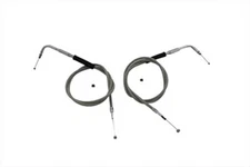 HARLEY 42 inch Stainless Steel Throttle and Idle Cable Set fits 0-  Custom,