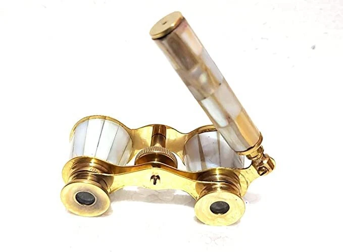 Brass Made Binocular Telescope With Golden And White Handle - Image 2 of 4