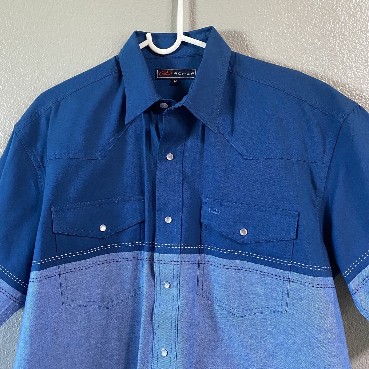 ROPER Men's Shirt Sz M Front Pocket Short Sleeve Pearl Buttons
