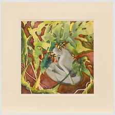 June Bevan (b.1927) - 20th Century Watercolour, Stone Maiden and Cheese Plant