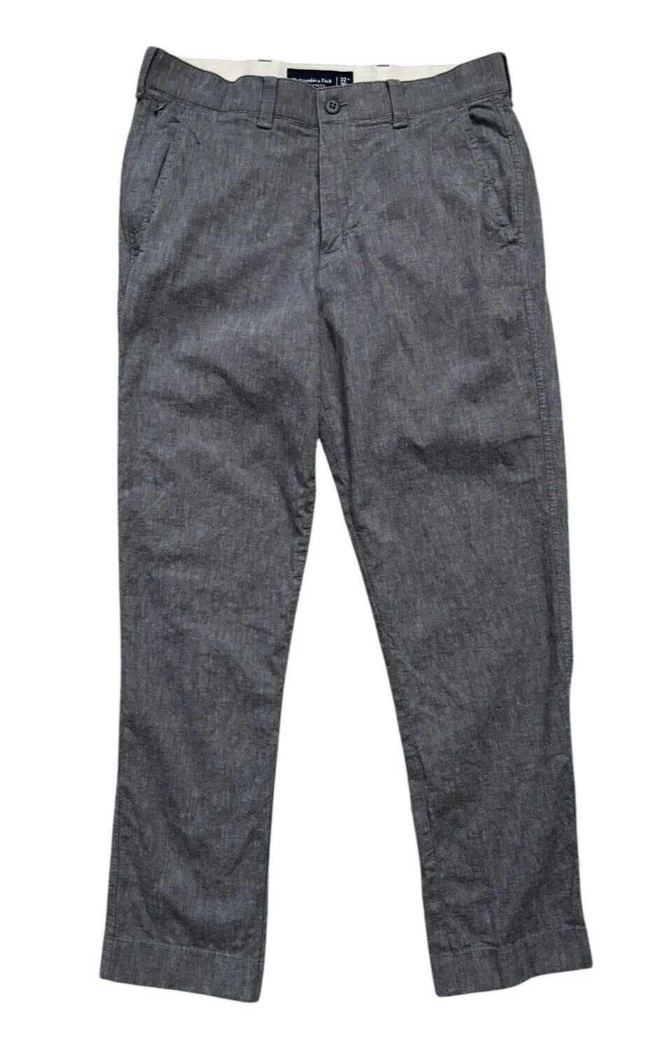 Abercrombie & Fitch Linen Cotton Tech Chino Pants 32x28 Gray Straight Stretch