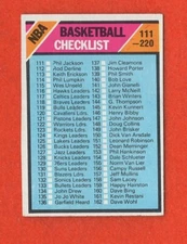 1975-76 Topps Checklist 111-220 MISCUT Card #181  UNMARKED   FREE SHIPPING
