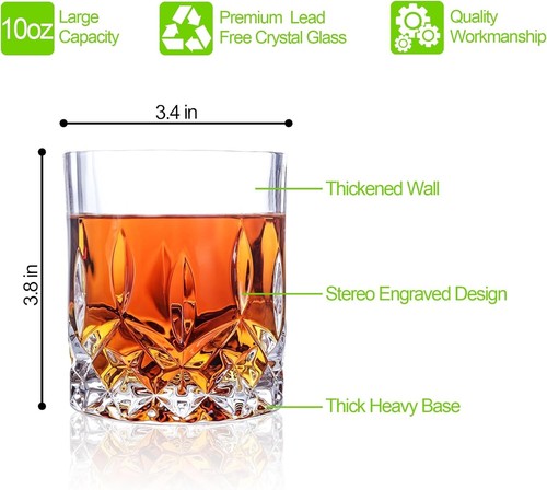 Double Old Fashioned Glasses Markham Scotch Whiskey Crystal Bourbon Set of 8 - Picture 3 of 16