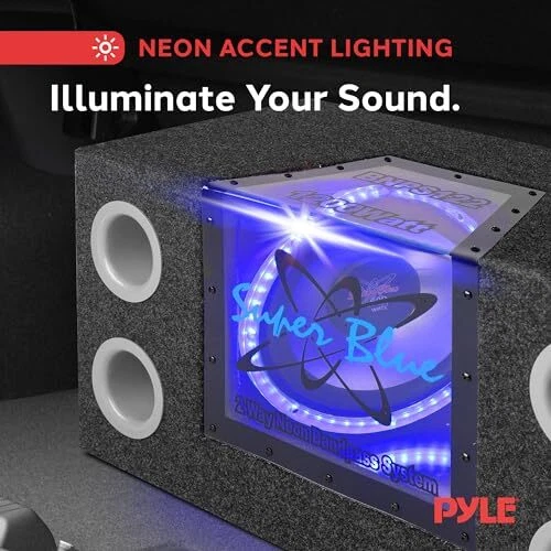 12" 1200W Car Audio Subwoofer - 2 Way Neon Bandpass Speaker System w/Blue - Picture 4 of 8