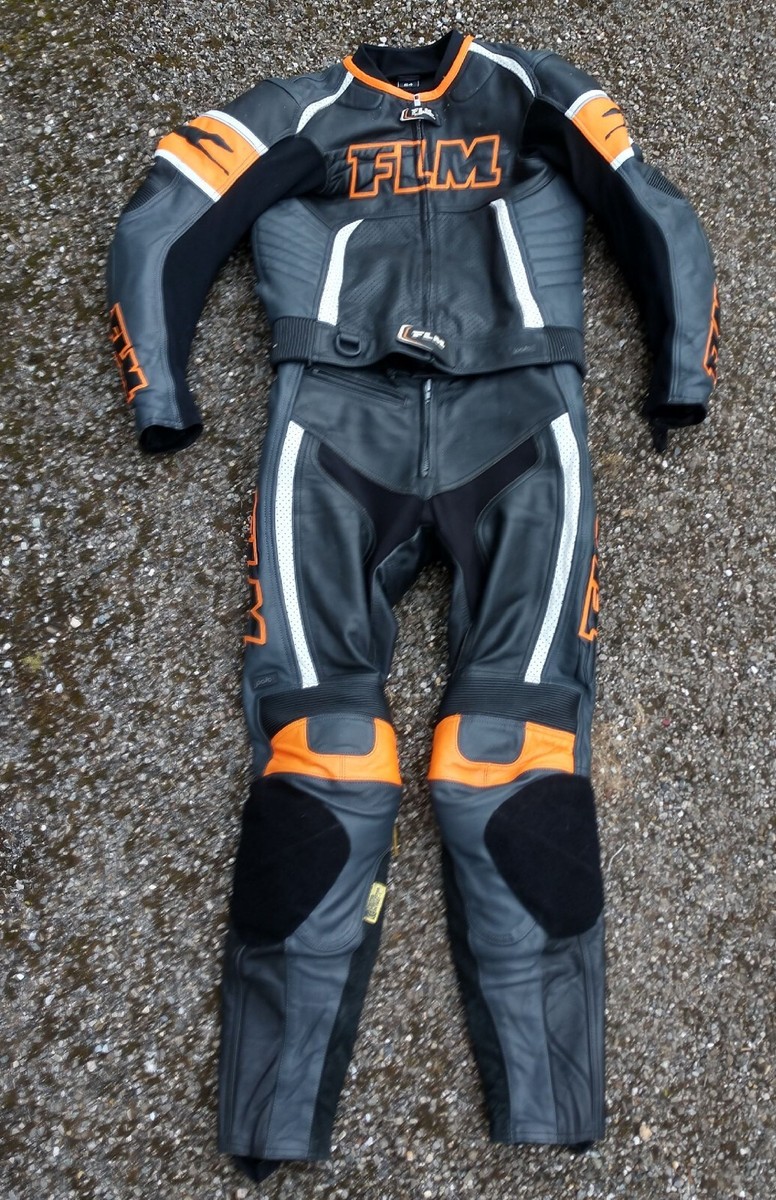 FLM Lederkombi Gr54 Motorradanzug Motorrad Leder KTM Schwarz - Main Image
