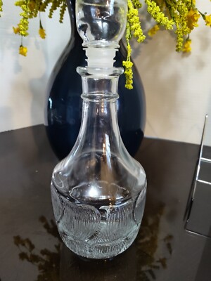 Vtg Luminarc Arcoroc Fleur Decanter Textured Flower Petal Apple Bottom With Top