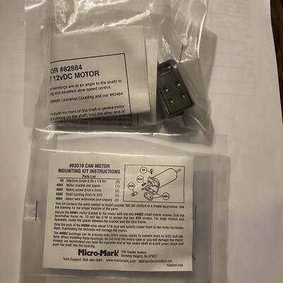 Micro Mark Bundle #82884 Permanent Magnet12vDC Motor & Mounting Kit #83519