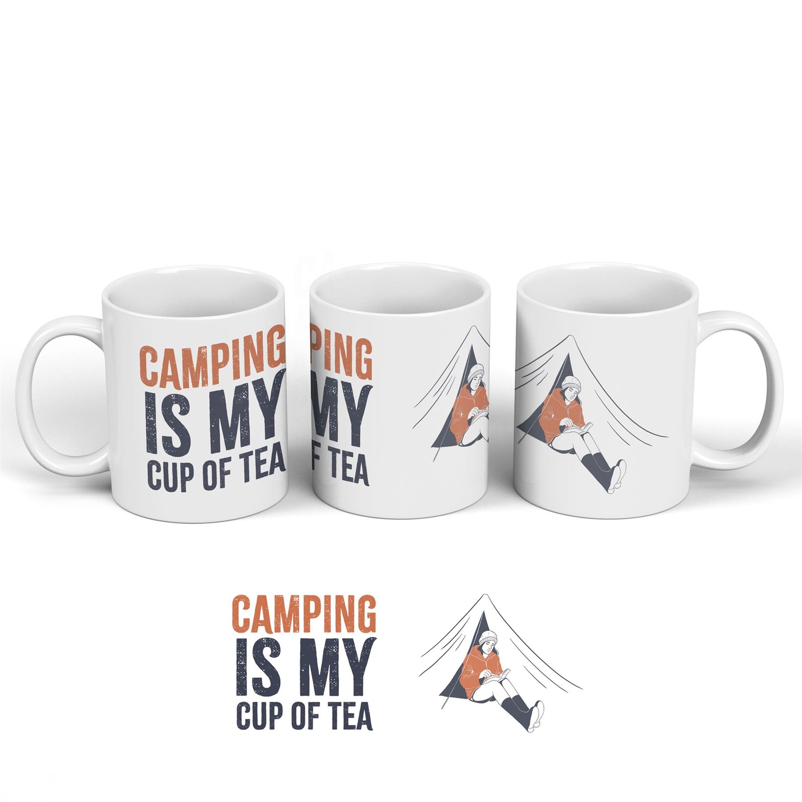 Camping Is My Cup Of Tea Humorous Hobby Typography Ceramic Classic Mug