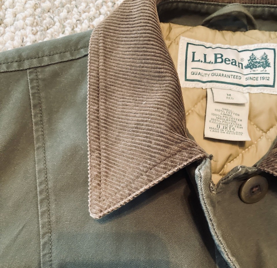 LL Bean Olive Green Sz Med Reg Chore Barn Coat Jacket Thinsulate