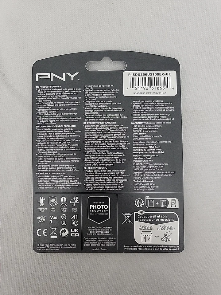 PNY Elite X 256GB Micro SD Card Class 10 U3 4K Video A1 High Speed Storage - Image 2 of 2