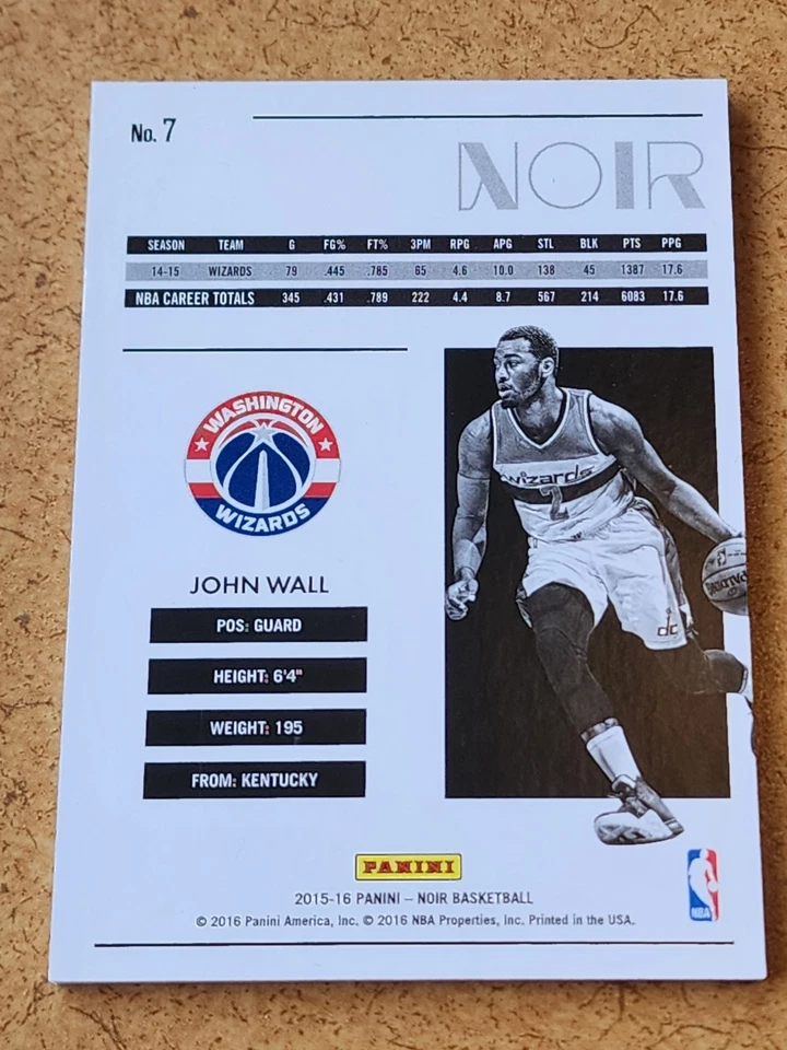 2015-16 Noir John Wall /99!! Washington Wizards - Image 3 of 3