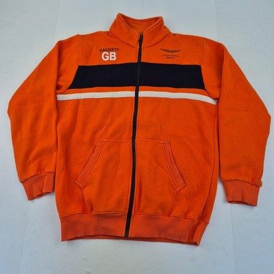 HACKETT Sweatshirt XXL Orange Herren Baumwolle Full Zip Aston Martin Racing