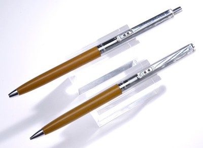 Vintage Paper Mate Double Heart Slim Profile Brown Chrome Pen-Pencil Set USA #85
