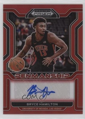 2022-23 Prizm Draft Picks College Penmanship Red 9/199 Bryce Hamilton Auto 04hz