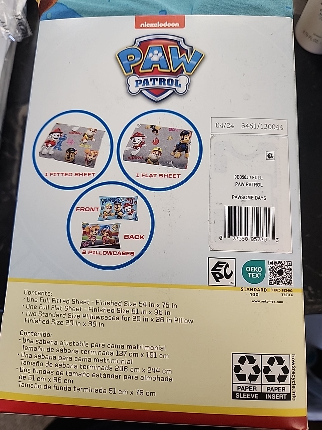 Paw Patrol Full Sheet Set Microfiber 4 Piece Fitted & Flat Sheet 2 Pillowcases