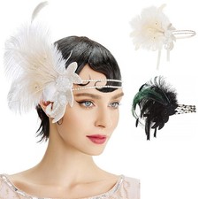 1920s Flapper Headpiece Roaring 20s Great Gatsby Feather Headband Accessories