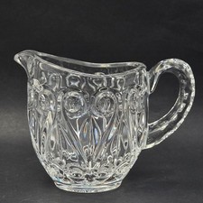 Vintage Etched Crystal Glass Small Creamer Pitcher 3.5" Elegant MCM