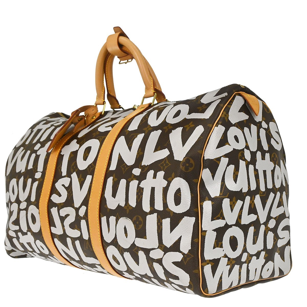 Louis Vuitton White Monogram Graffiti Keepall 50 Handbag M92197 FL0051 187950 image 3