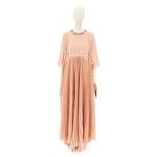 Gucci Coral Long Silk Satin Pleated Georgette Gown Dress - BNWT 827705