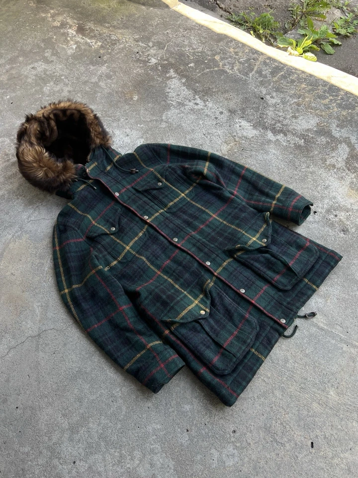 Rare Ralph Lauren Blue Label Wool & Alpaca Blend Real Fur Jacket Archive Size wL - Image 2 of 4