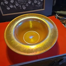 Steuben Handblown Gold Aurene On Calcite Glass Bowl 10"