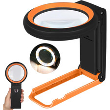 Dicfeos 30X 40X Magnifying Glass w/ Light  Stand LED Illuminated Folding Lens