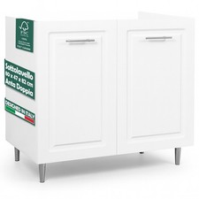 Mobile Sottolavello Cucina Componibile Mobiletto Legno Boiserie Bianco 2 Ante