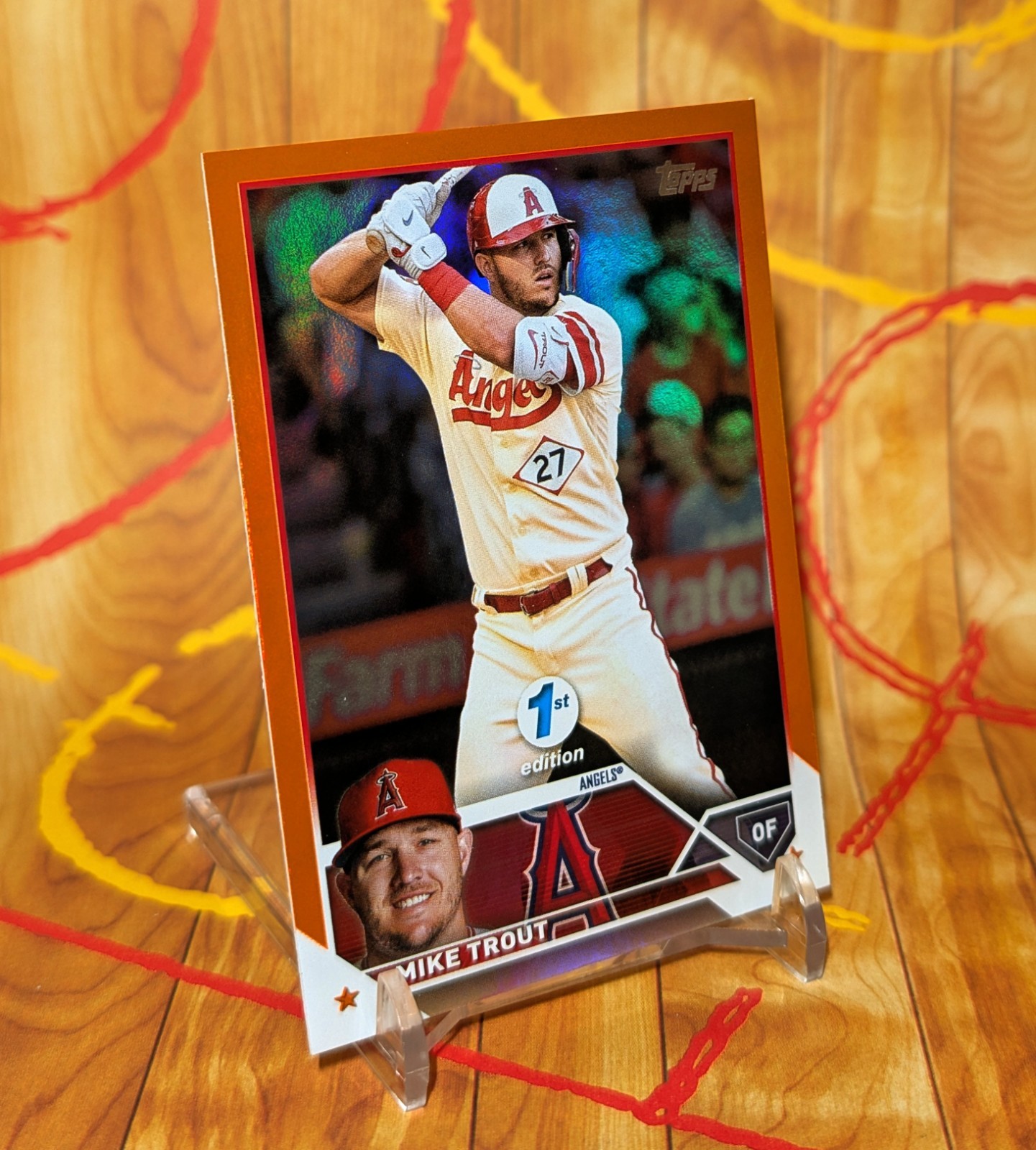 2023 Mike Trout /75 Topps Series 1 1st Edition #27 Orange Foil /75 Angels