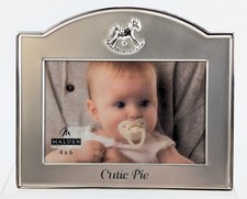 Malden "Cutie Pie" Baby Picture Frame 4 x 6" Silver Rocking Horse Design   NEW