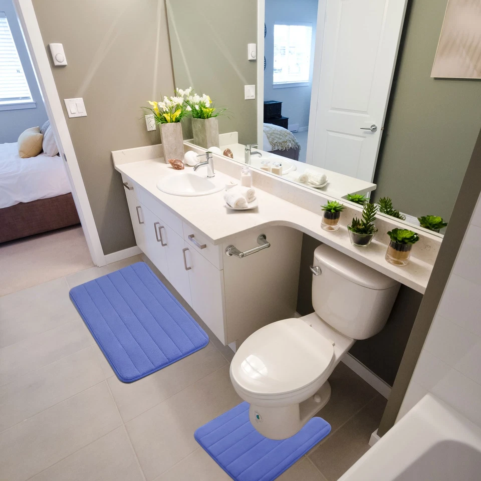 Juego de alfombrillas antideslizantes de espuma viscoelástica lavables para ath & pedesta azul 2 en 1 Foto 2 de 4