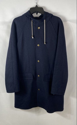 A.P.C. Men's Navy Blue Wool Hooded Parka Jacket Rue Madame Paris Sz M