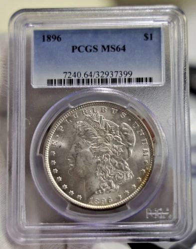 1896 US Morgan Silver Dollar $1 PCGS MS64