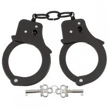 Stabile Polizei Handschellen mit 2 Schl&uuml;ssel schwarz Security Handcuffs SEK NEU