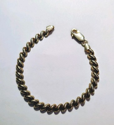 Vintage italienisches Sterlingsilber San Marco Muster 7'' Armband mit Karabinerverschluss
