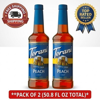 Torani Sugar Free Syrup Peach Flavor, 25.4 fl oz Bottles - (Pack of 2)