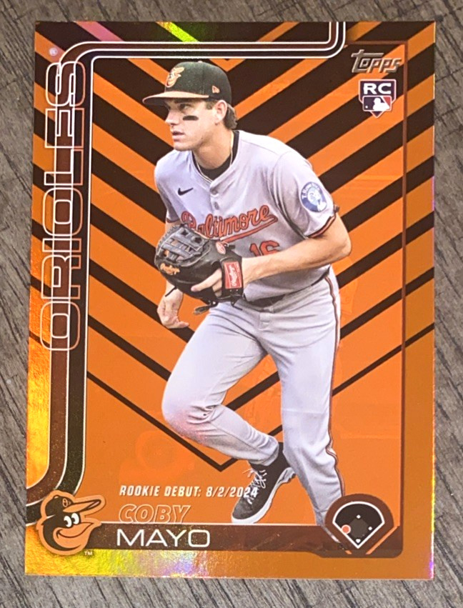 Coby Mayo 2025 Topps Update Rookie Holiday Foil SP Baltimore Orioles RC #US282