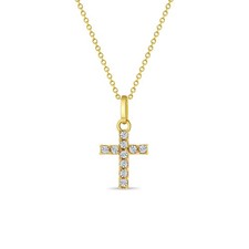 Clear CZ Cross Baby / Toddler / Kids Pendant/Necklace - 14k Gold