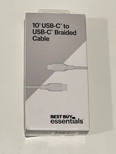 Best Buy essentials 10' USB-C to USB-C Braided Cable - White