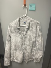 Old Navy Go Warm Gray Tie Dye Full Zip Fleece Sweatshirt Size L