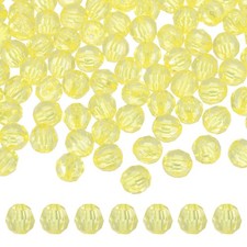 400 Pcs Acrylic Round Faceted Beads 8mm Loose Bead Lemon Yellow