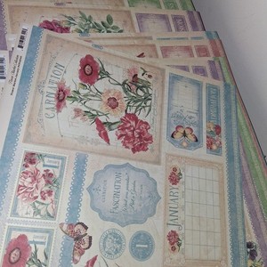 Graphic 45 Flower Market Collection 12 Monthly 12x12 Double Sided Cardstock 