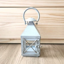 Vtg Metal Lantern Candle Holder Decorative Votive Tealight Luminary Handle 7.25"