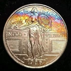 1 oz .999 Fine Silver Round - 1986 Standing Liberty Design - Rainbow Toning
